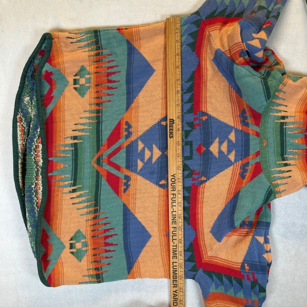Chaps Large Southwestern Aztec Cotton Knit Cowl Neck Sweater Multi Native - Picture 3 of 9